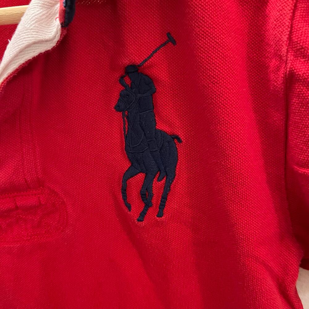 Polo Ralph Lauren Big Pony #2 Red Mesh Polo Shirt Youth L 16/18 Preppy Y2K Rugby - Picture 4 of 9